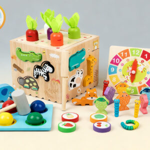 Multifunctional Wooden Activity Cube Toy